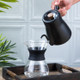 304 Stainless Steel Coffee Hand Pot Wooden Handle Coffee Pot Teflon Long-Mouth Slender Pot, Style: With Thermometer