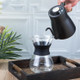304 Stainless Steel Coffee Hand Pot Wooden Handle Coffee Pot Teflon Long-Mouth Slender Pot, Style: Without Thermometer