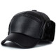 Men Casual Leather Warm Bomber Hats(Black Fur)