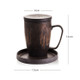 Gilt Glazed Wooden Handle Filter Tea Cup, Style:007 Three-piece Set