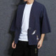 Men Loose Embroidery Hanfu Robe Cardigan, Size:XL(Navy)