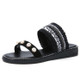 Lightweight Non-slip Wear-resistant Pearl Woven Lightweight Sandals for Women (Color:Black Size:36)