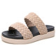 Outdoor Casual Simple Non-slip Wear-resistant Weave Beach Sandals for Women (Color:Beige Size:37)