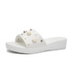 Lightweight Rivet Casual Wear Non-slip Women Sandals Slippers (Color:White Size:39)