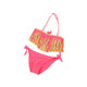 2 PCS Tri-color Tassel Split Bikini Swimsuit for Girls, Size:XXL(Watermelon Red)