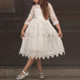 Girls Lace Round Neck Dress Bow Tie Princess Dress, Size:100cm(Style Two)