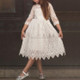 Girls Lace Round Neck Dress Bow Tie Princess Dress, Size:110cm(Style Two)