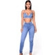 Elastic Waist Casual Jeans (Color:Baby Blue Size:XL)