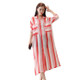 Women Striped Loose Long Flowy Sunscreen Thin Coat (Color:Red Size:S)