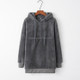 Long-sleeved Hooded Solid Color Women Sweater Coat (Color:Dark Gray Size:XXL)