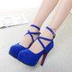 Women Shoes Round Toe Stiletto High Heels, Size:36(Blue)