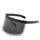 Diamond Anti-peeping Sun Mirror Integrated Anti-foam Sunscreen Mask Glasses(Bright Black Frame)