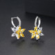 Cute Romantic Lovely Clear Stone Flower Shape Convenient Simple Stud Copper Cubic Zirconia Earrings(Yellow)