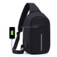 Multi-Function Portable Casual Chest Bag Outdoor Sports Anti-theft Shoulder Bag with External USB Charging Interface for Men / Women (Black)