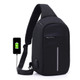 Multi-Function Portable Casual Chest Bag Outdoor Sports Anti-theft Shoulder Bag with External USB Charging Interface for Men / Women (Black)