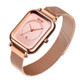 SKMEI 9207 Fashion Creative Simple Watch Men Magnetic Buckle Mesh Belt Steel Belt Couple Quartz Watch(Rose Gold)