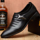 Men Set Business Dress Shoes PU Leather Pointed Toe Oxfords Shoes, Size:40(Black Velvet Lining)