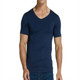 Men Ice Silk Quick Dry T-shirt Short Sleeve V Neck Solid Color Seamless Breathable Top(Royal Blue)