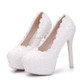 Pearl Lace Wedding Shoes Stiletto Women High Heels, Size:39(White)