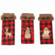 2 PCS Christmas Decorations Red And Black Gingham Machine Embroidered Fur Collar Wine Bag Champagne Sleeve(B395 Snowman)