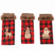 2 PCS Christmas Decorations Red And Black Gingham Machine Embroidered Fur Collar Wine Bag Champagne Sleeve(B396 Elk)