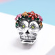 Halloween Collection 925 Sterling Silver Flower Skull Charms Colorful Enamel Beads Women Bracelets DIY Jewelry