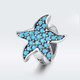 Blue Full Diamond Starfish Beaded Sterling Silver S925 Loose Beads DIY Bracelet Silver Beads