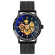 SKMEI 9216 Men Skeleton Automatic Mechanical Watch Stainless Steel Band Luminous Watch(Black Shell Black Noodle)