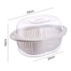Kitchen Double-layer Plastic Household Creative Fruit Vegetable Drain Basket with Transparent Lid, Size:S(Beige)