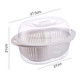 Kitchen Double-layer Plastic Household Creative Fruit Vegetable Drain Basket with Transparent Lid, Size:L(Beige)