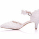 Women Shoes Lace Pearl Princess Pointed Shoes, Size:42(White 5.5 cm)