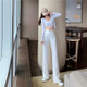 Autumn Irregular Design Sense Wide-Leg High-Waist Suit Pants Mopping Pants, Size: S(White)