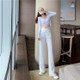 Autumn Irregular Design Sense Wide-Leg High-Waist Suit Pants Mopping Pants, Size: M(White)