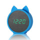 Creative Cat Shape Children Environmental Protection Silicone Wooden Silent LED Electronic Alarm Clock, Style:Ordinary(Green Light + Blue)