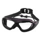 J8150 Eye Protection Flat Light Adult waterproof Anti-fog Big Frame Swimming Goggles with Earplugs(Transparent Black)