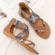Ladies Summer Sandals Bohemian Stlye Casual All-Match Flat Shoes, Size: 42(Apricot)