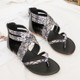 Ladies Summer Sandals Bohemian Stlye Casual All-Match Flat Shoes, Size: 41(Black)