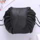 Fashion Waterproof Large Capacity Quick Drawstring Makeup Jewelry Storage Bag Women Travel Cosmetic Bag Toiletry Tool Kit(Black)