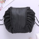 Fashion Waterproof Large Capacity Quick Drawstring Makeup Jewelry Storage Bag Women Travel Cosmetic Bag Toiletry Tool Kit(Black)