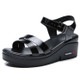 Increased Thickness Bottom Non-slip Wear-resistant Simple Bright Surface Women Sandals (Color:Black Size:36)