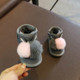 Children Snow Boots Leather Warm plus Velvet Non-slip Soft Bottom Cotton Boots, Size:19(Gray)