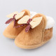 Spring Autumn and Winter Baby Cotton Shoes Boots Thick Warm Soft Bottom Bow Toddler Shoes, Size:12(Khaki)