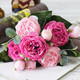 5 PCS Artificial Rose Flowers Small Bouquet Flores Home Party Wedding Fake Flower Decoration(Pink and Magenta)