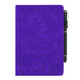 For iPad Pro 9.7 inch Calf Pattern Double Folding Design Embossed Leather Case with Holder & Card Slots & Pen Slot & Elastic Band(Purple)