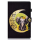 For Samsung Galaxy Tab A10.1 (2019) T510 Colored Drawing Horizontal Flip Leather Case with Holder & Card Slots(Moon Baby Elephant)