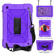 For Samsung Galaxy Tab A 10.1 (2019) T510/T515 Shockproof PC + Silicone Combination Case with Holder & Hand Strap & Shoulder Strap(Purple + Purple)