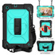 For Samsung Galaxy Tab A 10.1 (2019) T510/T515 Shockproof PC + Silicone Combination Case with Holder & Hand Strap & Shoulder Strap(Black + Mint Green)