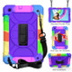 For Samsung Galaxy Tab A 10.1 (2019) T510/T515 Shockproof PC + Silicone Combination Case with Holder & Hand Strap & Shoulder Strap(Colorful + Purple)