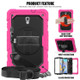 Shockproof Colorful Silica Gel + PC Protective Case for Galaxy Tab A 10.5 T590, with Holder & Shoulder Strap & Hand Strap & Pen Slot(Rose Red)