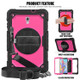 Shockproof Black Silica Gel + Colorful PC Protective Case for Galaxy Tab A 10.5 T590, with Holder & Shoulder Strap & Hand Strap & Pen Slot (Rose Red)